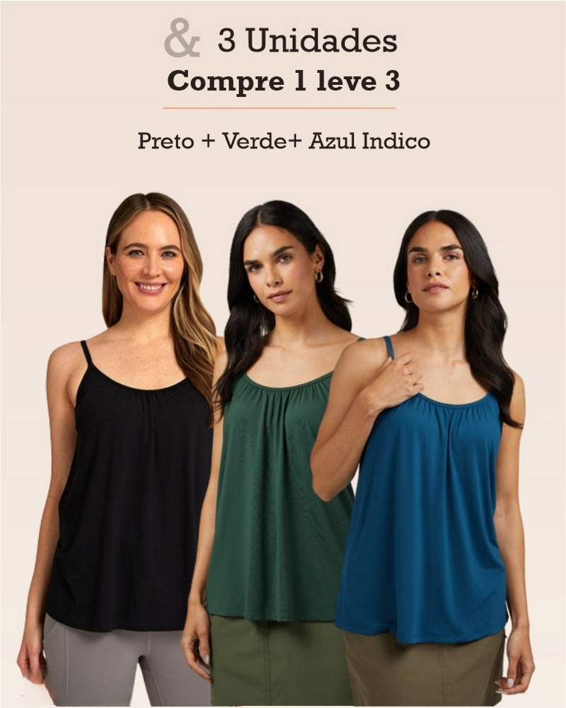 REGATA COM SUTIÃ EMBUTIDO (COMPRE 1 LEVE 3)