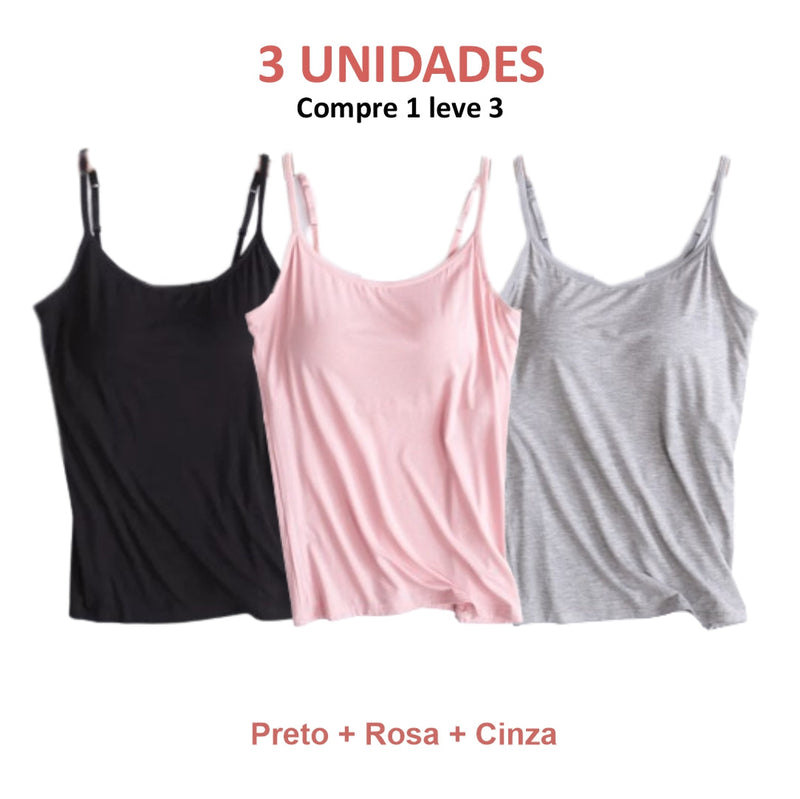 REGATA COM SUTIÃ EMBUTIDO (COMPRE 1 LEVE 3)