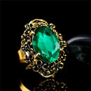 Conjunto Cristal Colar Brincos Pulseira e Anéis de Bronze Antigo