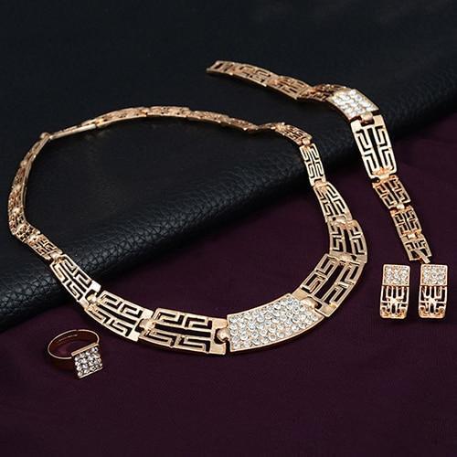 Conjunto de Colar Pulseira Brinco Anel